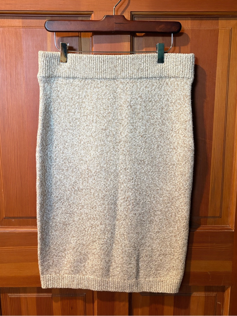 NWT $175! Donna Karan knit skirt Medium “Mosiac” tan ivory brown